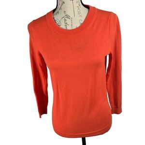 J Crew Womens Small 100% Merino Wool Orange Crew Neck Long Sleeve